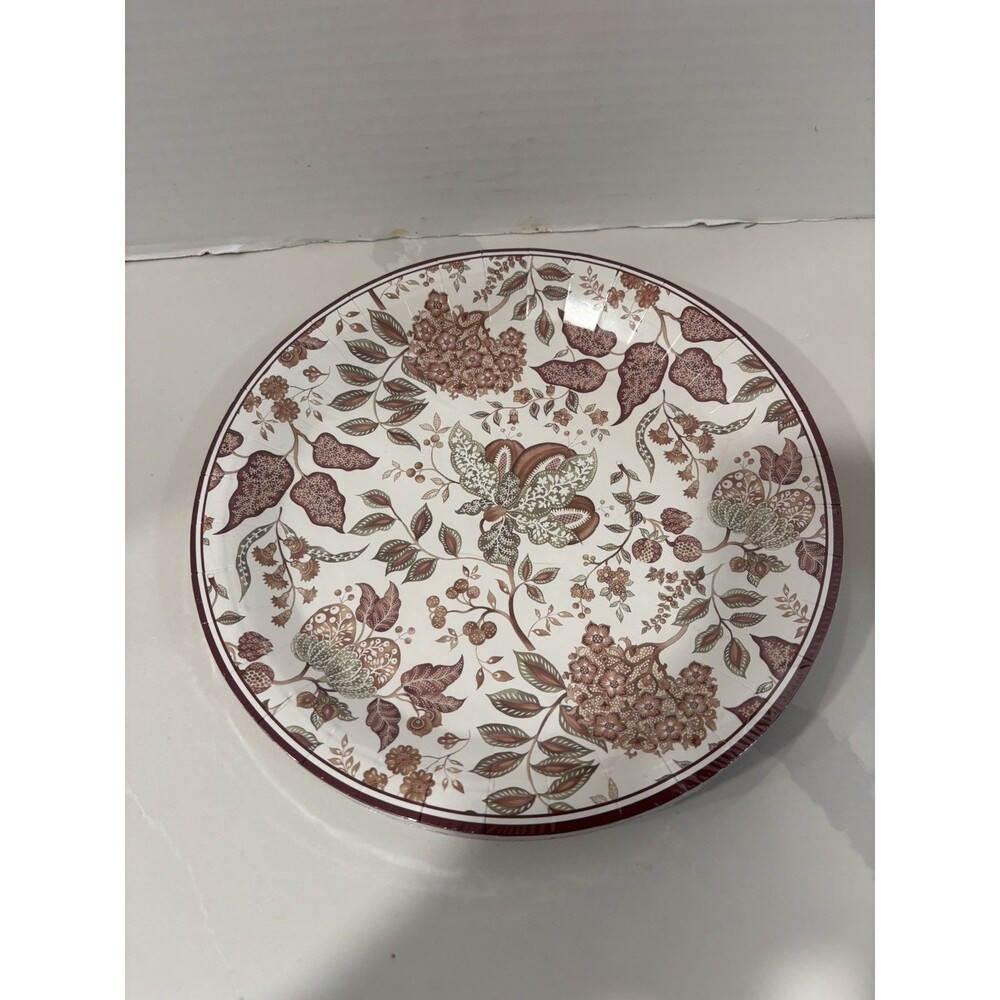 Sanderson Brown Floral Paper Plates - Madagascar Pattern 10” Plates